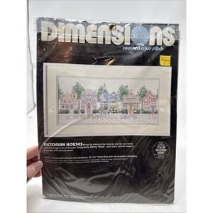 1988 DIMENSIONS Counted Cross Stitch Kit "Victorian Houses" #3650 NEW SEALED!